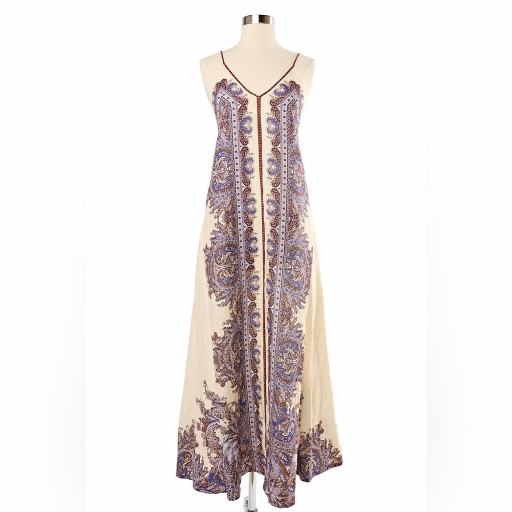 Zimmermann Ottie A-Line Maxi Dress in cream and purple